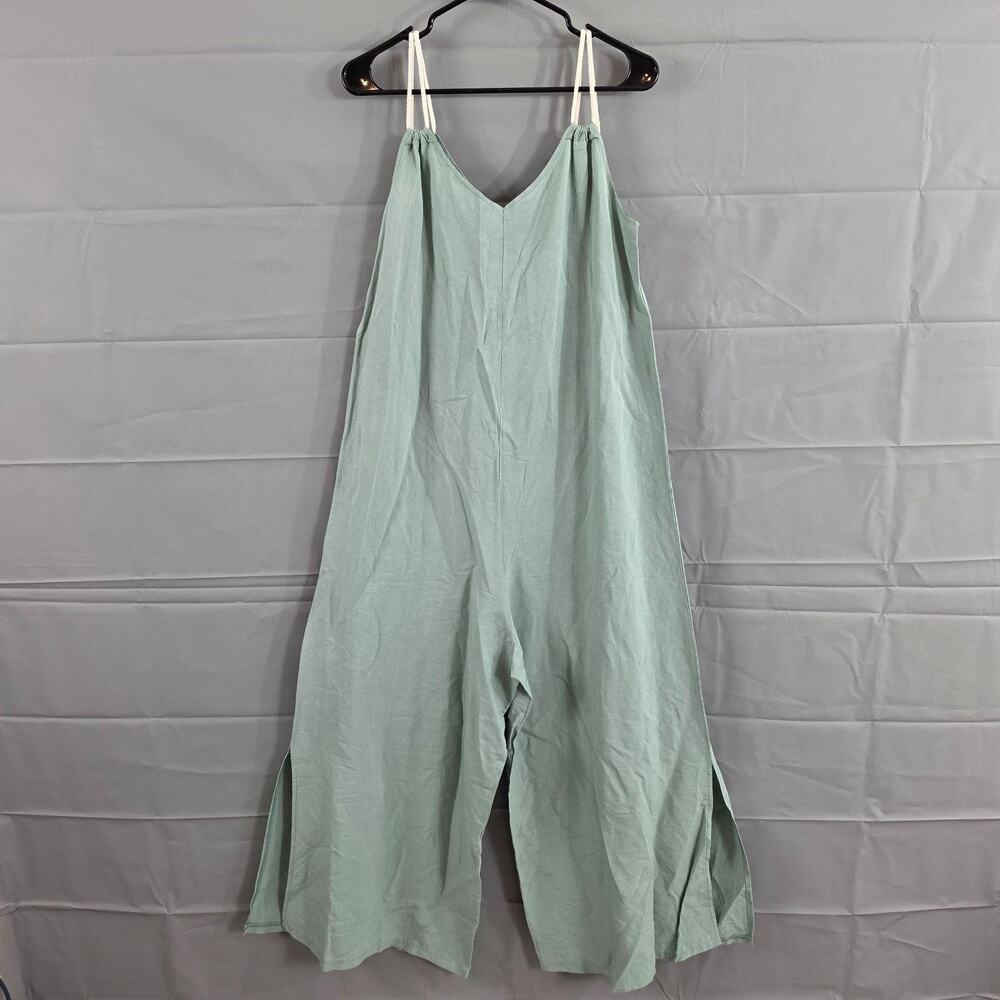 Benoa Jumpsuit One Size Tutta Samba Green Linen Viscose Wide Leg Beach Pool